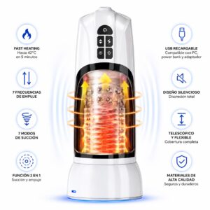 Titan 5 en 1 – Máquina masturbadora masculina con empuje, succión y calentamiento