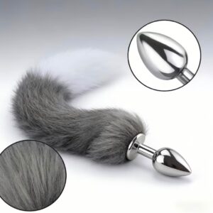 plug con cola gris-blanca