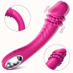 Vibrador curvo con textura de perlas fijas